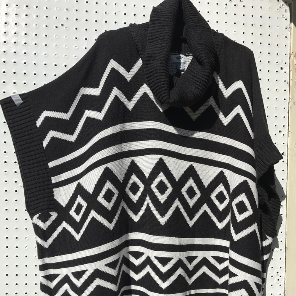 Poncho with Cowl Neck